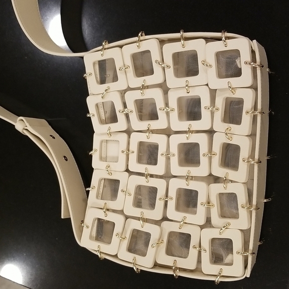 💕CULT GAIA💕 Terra Cutout Square-Link Crossbody Bag ~ Off White NWT - Picture 12 of 16